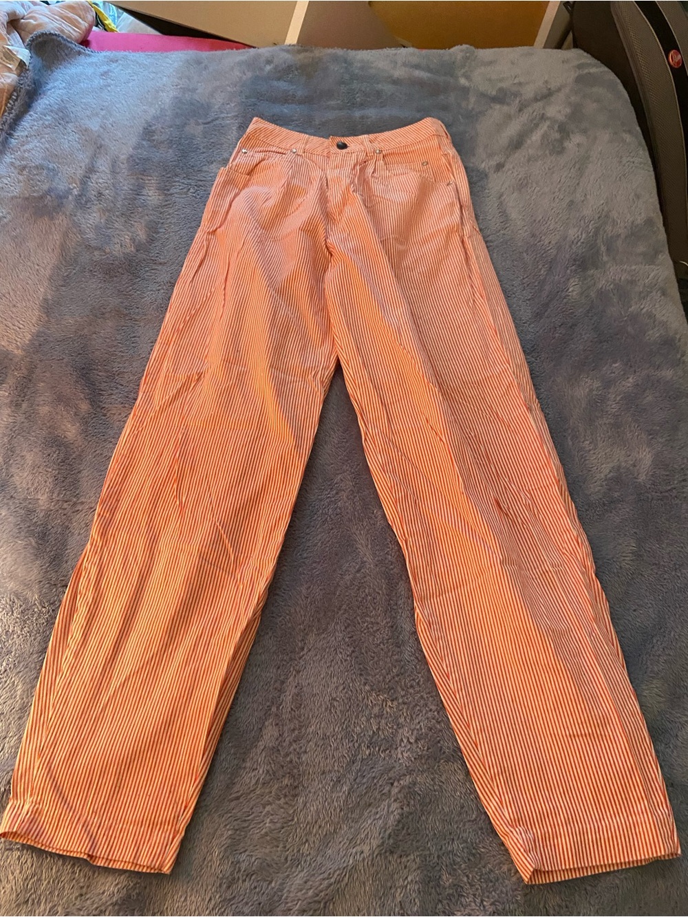 VINTAGE Sasson Jeans Red & White Pinstripe Straight Leg Pants